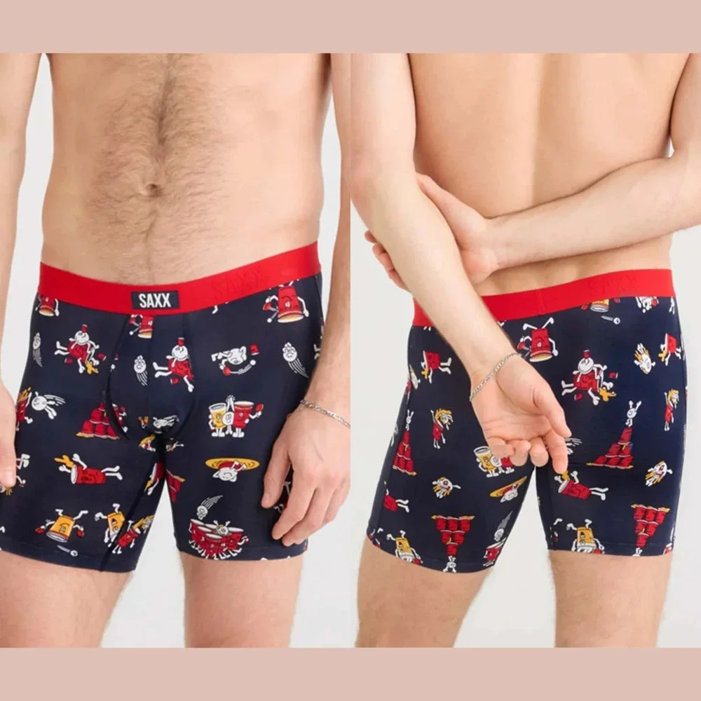 NIB $34 SAXX UNDERWEAR [ Medium ] Vibe Super Soft Boxer Brief Party Foul‎ U1609